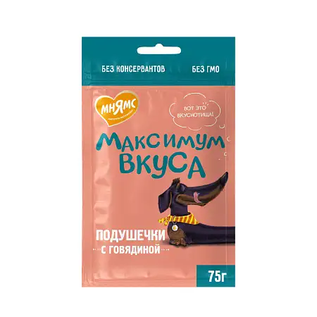 Купить Мнямс лакомство для собак подушечки Максимум вкуса с говядиной