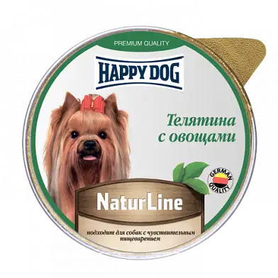 Happy dog Natur Line влажный корм паштет для собак телятина с овощами (ламистер)